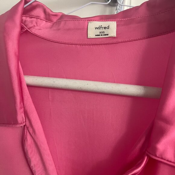 Aritzia Pink Cropped Tie Blouse - Picture 3 of 4